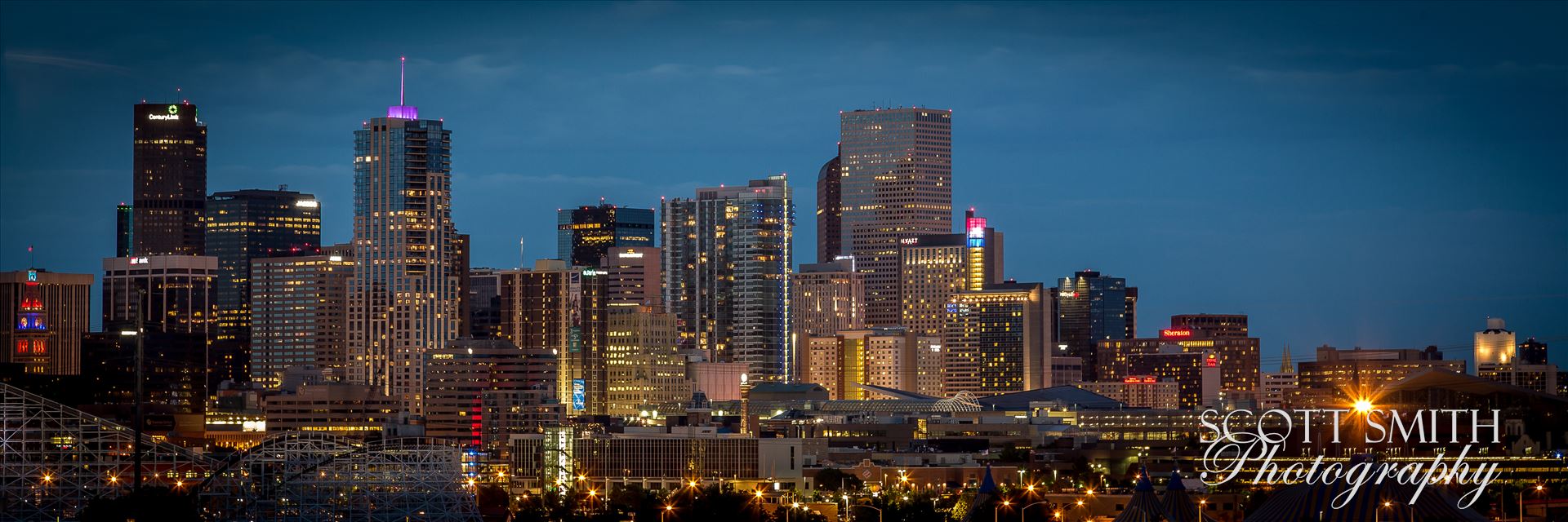 Denver at Night - The Denver skyline as seen from Mile High Stadium. by Scott Smith Photos