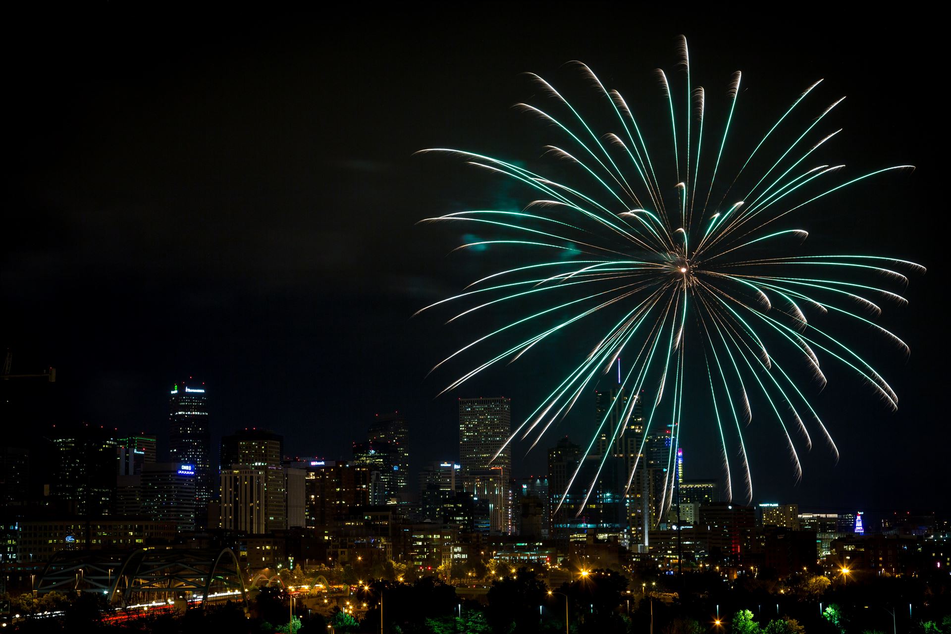Elitch's Fireworks 2016 - 8 - Fireworks from Elitch Gardens, taken near Speer and Zuni in Denver, Colorado. by Scott Smith Photos