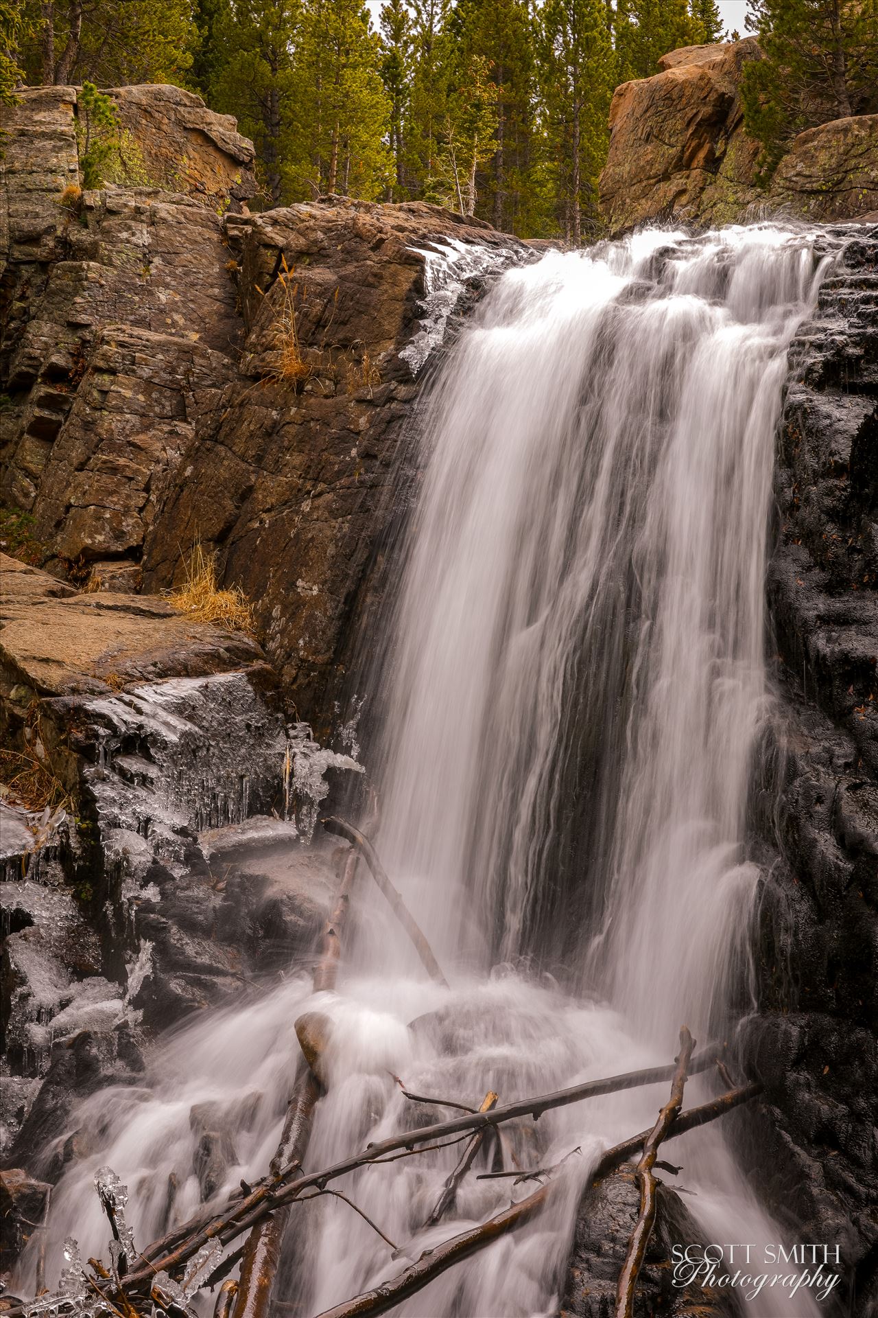 Alberta Falls, Rocky Mountain National Park No 3 - As winter approaches and the temperature starts to drop, ice formations start to appear around Alberta Falls. by Scott Smith Photos