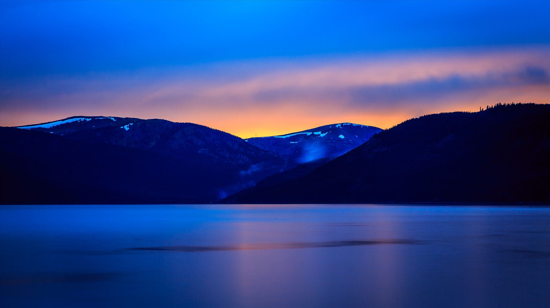 Sunset on Turquoise I - Sunset on the calm protected waters of Turqouise Lake, Leadville Colorado. by Scott Smith Photos