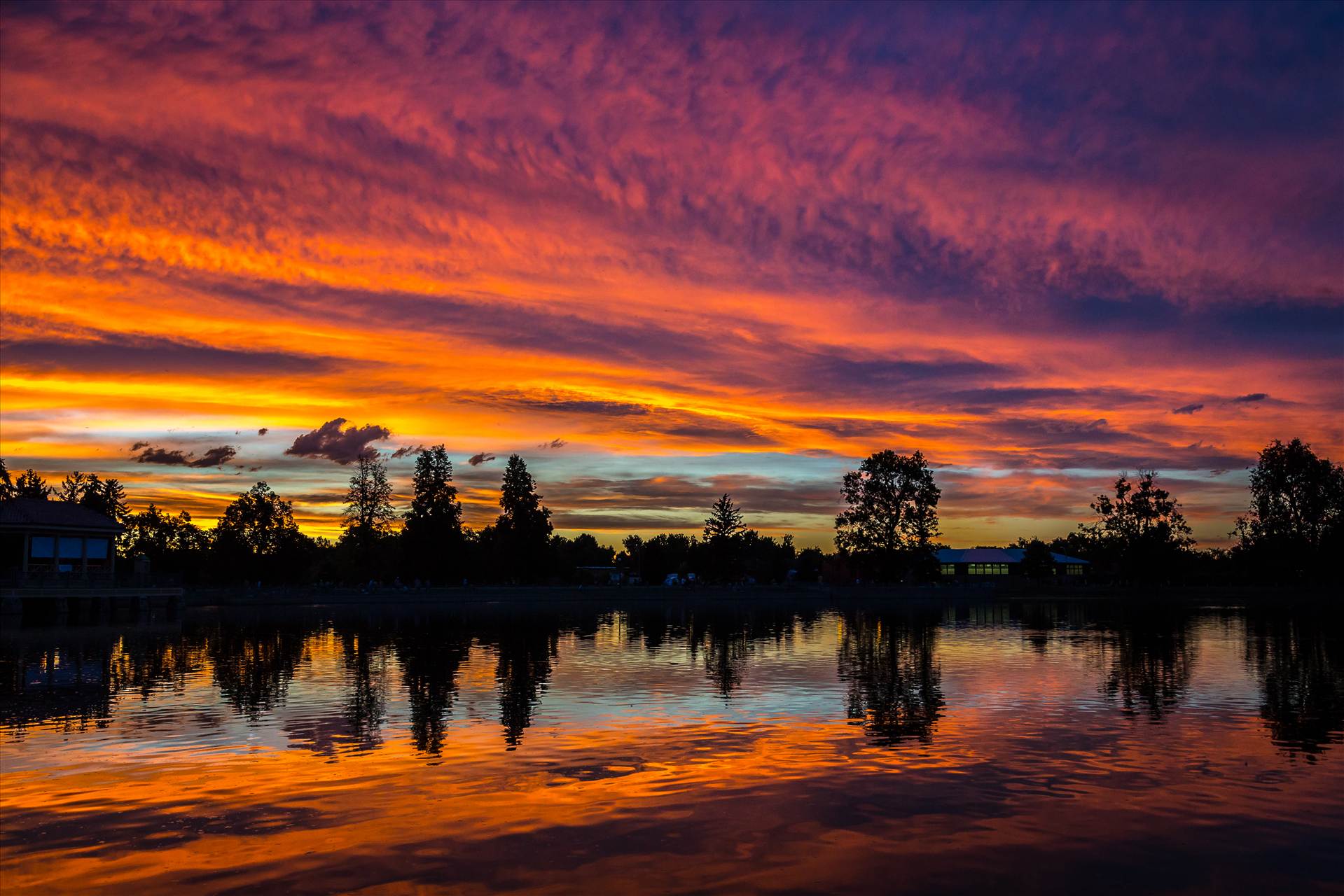 City Park Sunset II - True-to-life sunset colors at City Park, Denver. by Scott Smith Photos