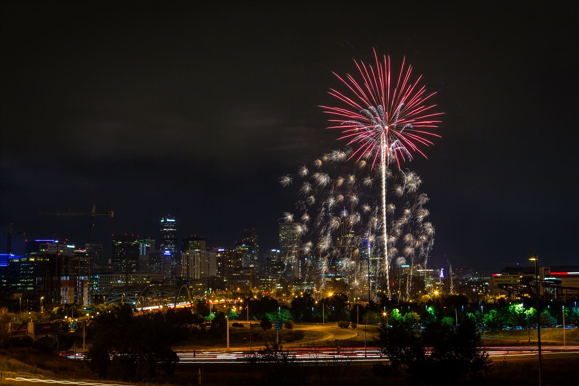 Elitch's Fireworks 2016 - 2 - Fireworks from Elitch Gardens, taken near Speer and Zuni in Denver, Colorado. by Scott Smith Photos