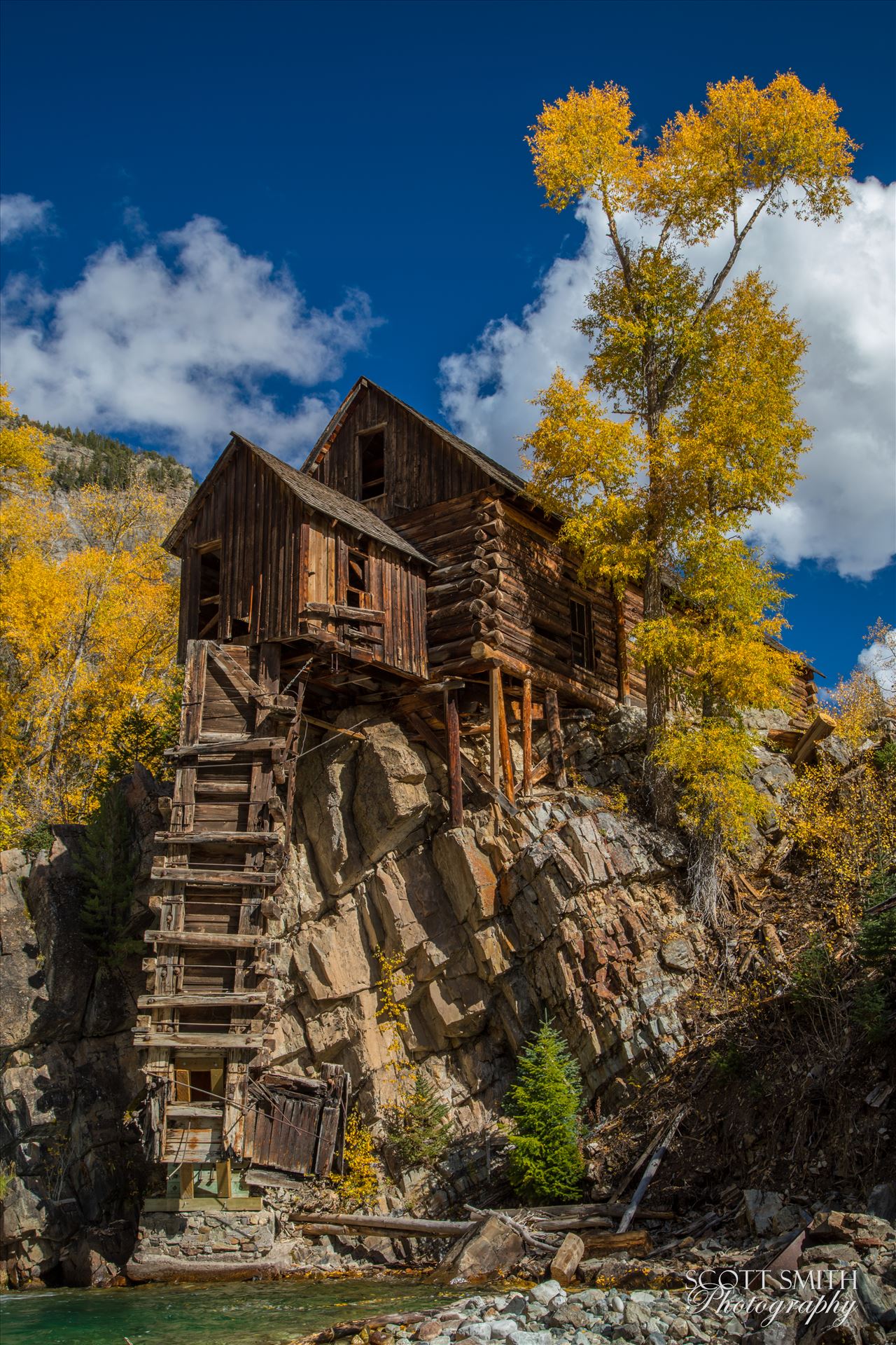 Crystal Mill, Colorado 01 - The Crystal Mill, or the Old Mill is an 1892 wooden powerhouse located on an outcrop above the Crystal River in Crystal, Colorado by Scott Smith Photos