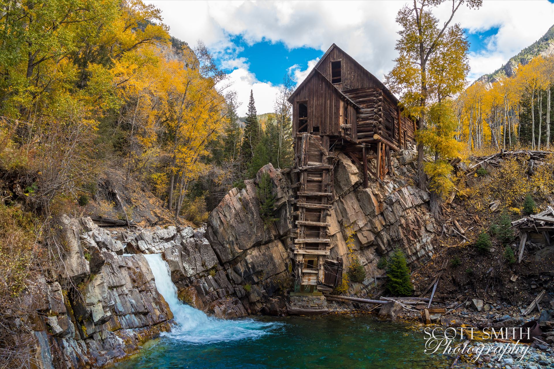 Crystal Mill, Colorado 03 - The Crystal Mill, or the Old Mill is an 1892 wooden powerhouse located on an outcrop above the Crystal River in Crystal, Colorado by Scott Smith Photos