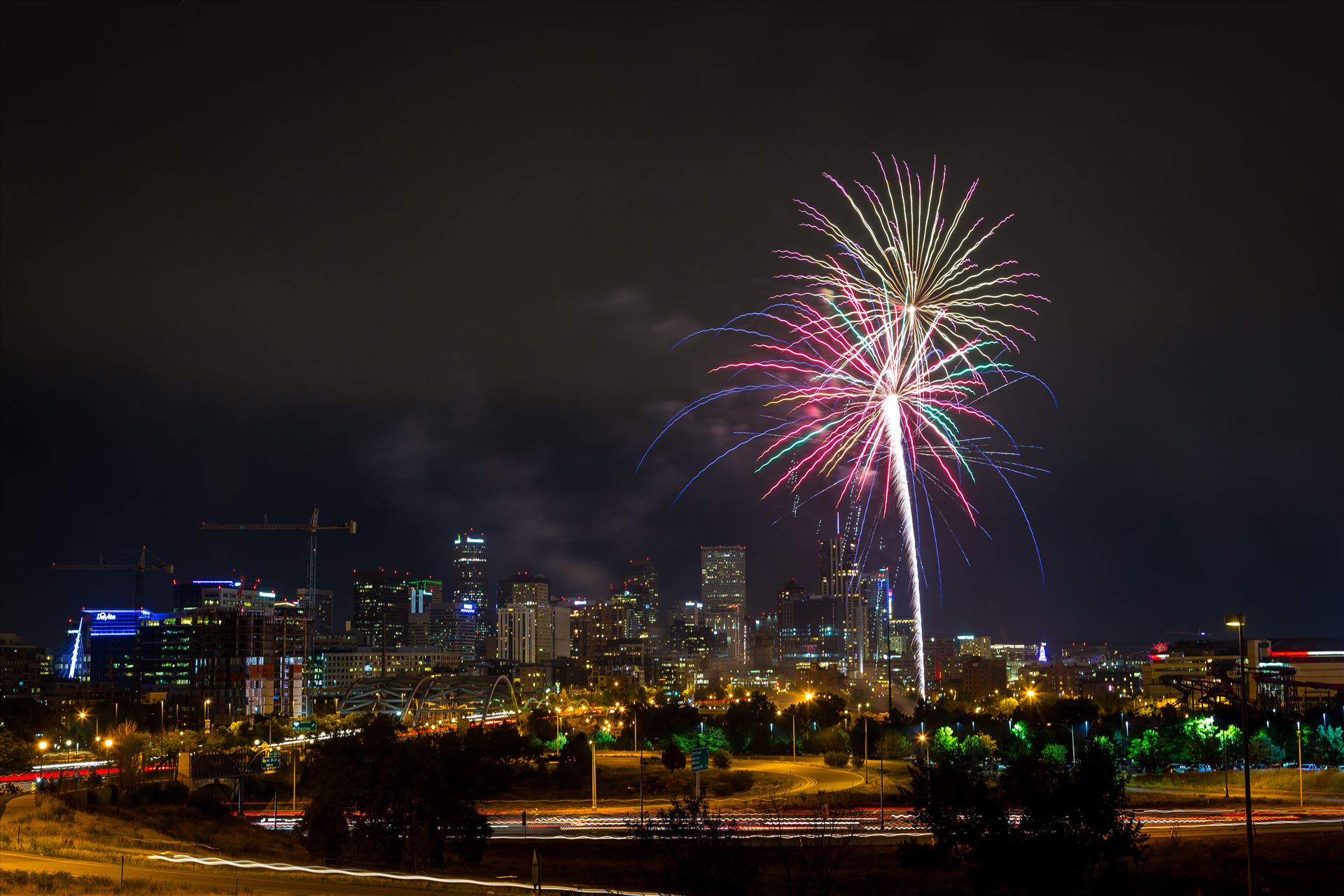 Elitch's Fireworks 2016 - 6 - Fireworks from Elitch Gardens, taken near Speer and Zuni in Denver, Colorado. by Scott Smith Photos