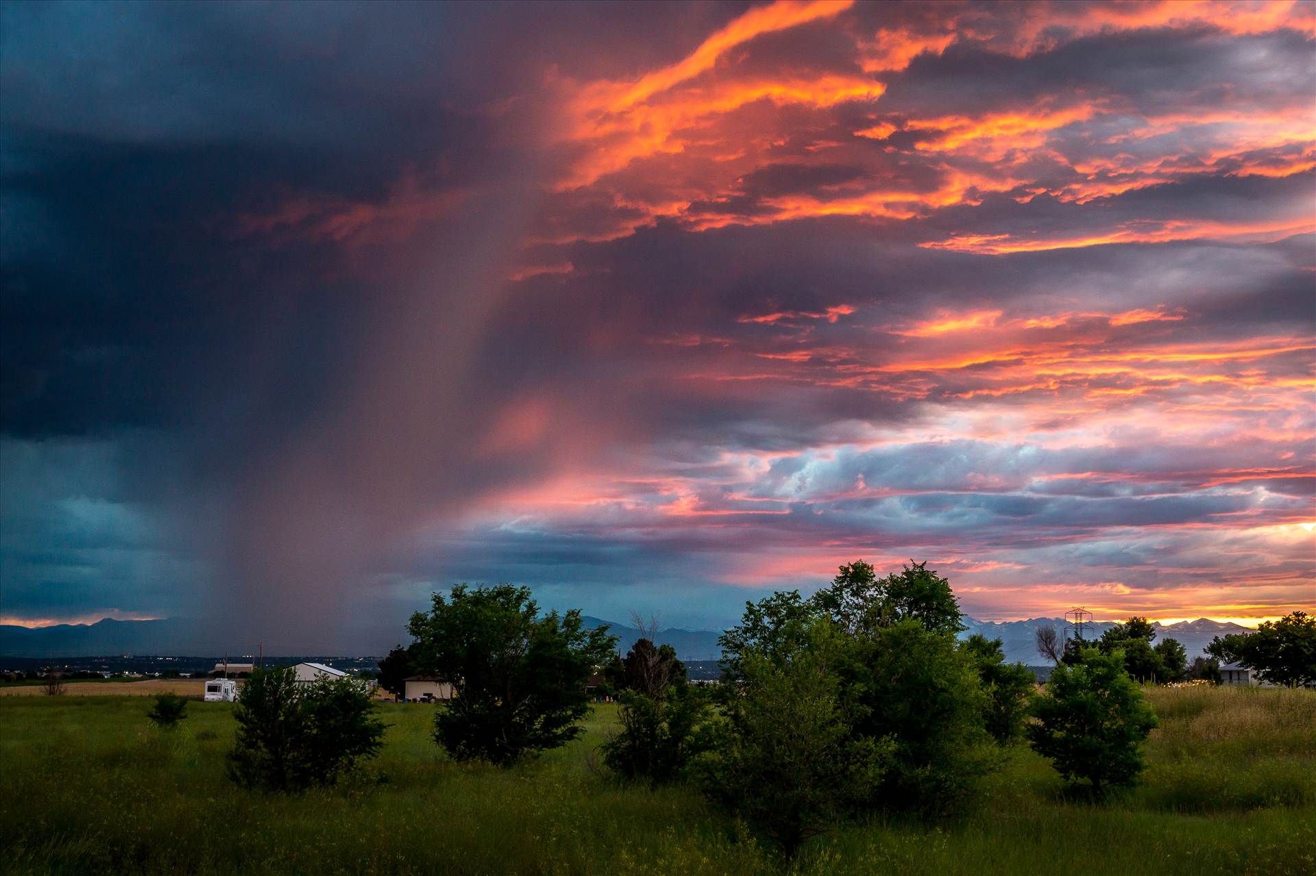 lightning storms at sunset