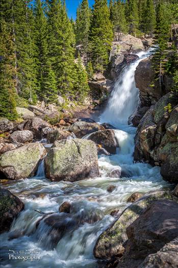 Another view of Alberta Falls in Rocky Mountain National Park, with more attention to the turbulent water below.