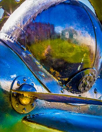 Close-up of an abstract sculputure in Langley, Washington. 'Star Chaser 2' by John Moritz.