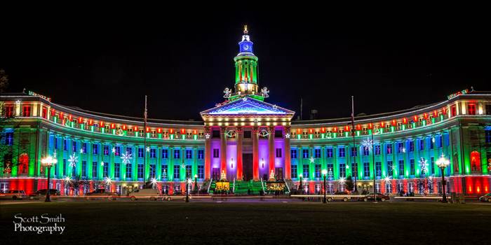 The Denver County Courthouse at Christmas, Denver CO.