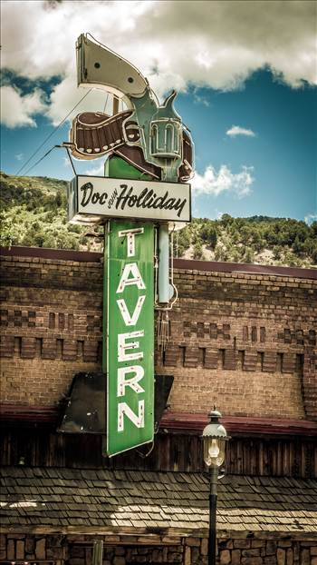 The famous sign for the Doc Holliday Tavern in Glenwood Springs