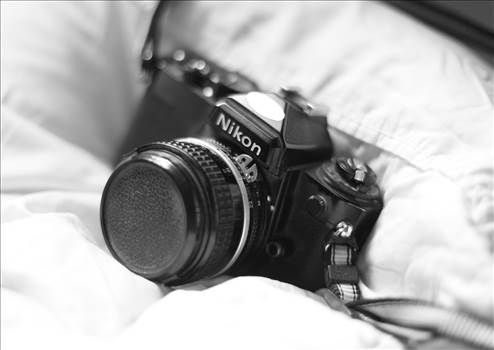 An old Nikon SLR, captured by a modern digital camera.
