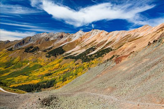 Just west of the Ophir Pass summit, between Ouray and Silverton Colorado in the fall.