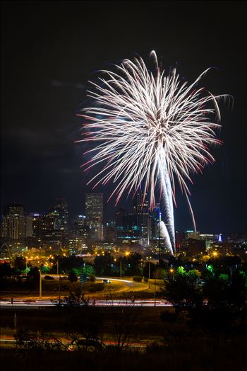 Fireworks from Elitch Gardens, taken near Speer and Zuni in Denver, Colorado.